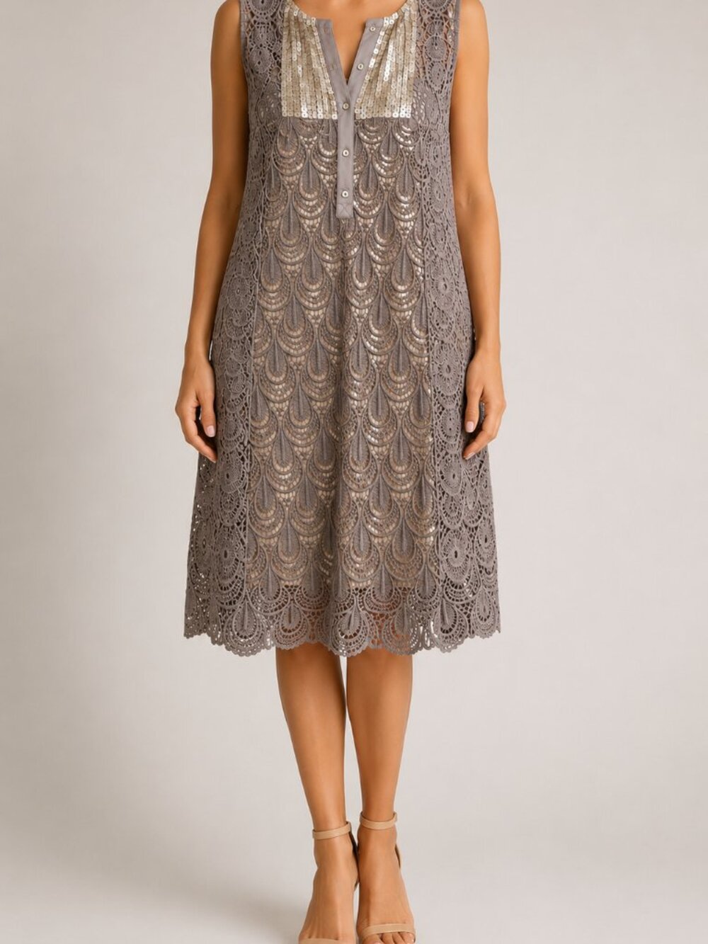 Anthropologie Tiny shimmered crochet sequin dress